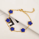Stainless Steel Five Leaf Flower Bracelet - Girl Wedding Jewelry