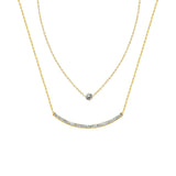Stainless Steel CZ Paved Smiled Layered Pendant Necklace