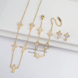 Hot Charm Stainless Steel Cross Necklace Set