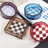 Houndstooth Round Ashtray Epoxy Resin Mold Checkerboard Grids Pattern Silicone