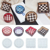 Houndstooth Round Ashtray Epoxy Resin Mold Checkerboard Grids Pattern Silicone
