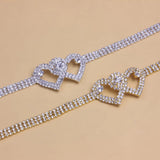 Rhinestone Double Heart Anklet Leg Chain Jewelry