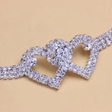 Rhinestone Double Heart Anklet Leg Chain Jewelry