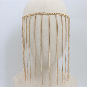 Metal Tassel Hanging Ears Over Nose Face Chain Headwear Hair Jewelry for Women