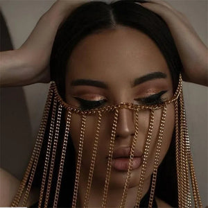 Metal Tassel Hanging Ears Over Nose Face Chain Headwear Hair Jewelry for Women
