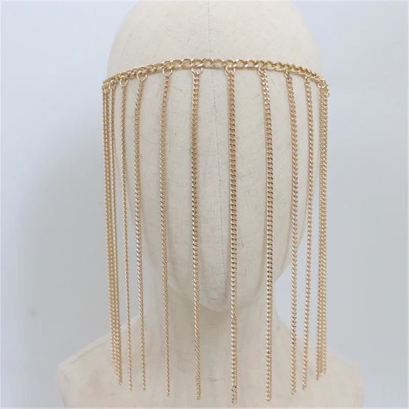 Metal Tassel Hanging Ears Over Nose Face Chain Headwear Hair Jewelry for Women