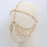 Metal Tassel Hanging Ears Over Nose Face Chain Headwear Hair Jewelry for Women