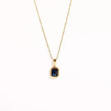 Minimalist Green Multicolor CZ Square Pendant Necklace Women Gift