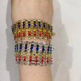 Multicolor Rhinestone Rainbow Bracelet Bangle Hand Jewelry for Women