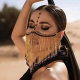 Crystal Gem Pendant Tassel Mask Cover Jewelry for Women