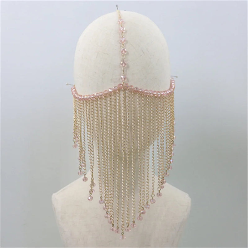 Crystal Gem Pendant Tassel Mask Cover Jewelry for Women