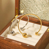 INS Stainless Steel Bracelets 18K Plated Ball Cuff Bangles for Women