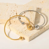INS Stainless Steel Bracelets 18K Plated Ball Cuff Bangles for Women