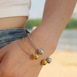 INS Stainless Steel Bracelets 18K Plated Ball Cuff Bangles for Women