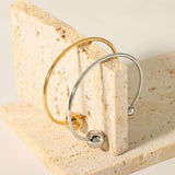 INS Stainless Steel Bracelets 18K Plated Ball Cuff Bangles for Women