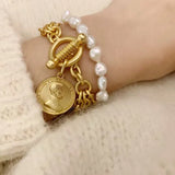 Classic Retro 18K Gold-Plated Matte Bracelet