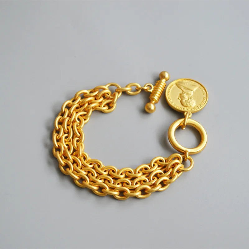 Classic Retro 18K Gold-Plated Matte Bracelet