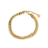 Online Celebrity Double Bracelet Cuba Chain Metal Titanium Steel Lady