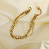 Online Celebrity Double Bracelet Cuba Chain Metal Titanium Steel Lady