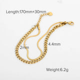 Online Celebrity Double Bracelet Cuba Chain Metal Titanium Steel Lady