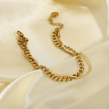 Online Celebrity Double Bracelet Cuba Chain Metal Titanium Steel Lady