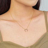 Colorful CZ Zircon Moon Necklace 18k Plated