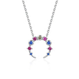 Colorful CZ Zircon Moon Necklace 18k Plated