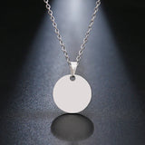 Personalized Stainless Steel Necklace Round Charm Unisex