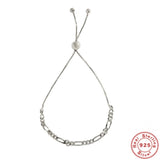 925 Silver Chain Bracelet for Women Girls Adjustable Bead Jewelry