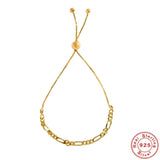 925 Silver Chain Bracelet for Women Girls Adjustable Bead Jewelry