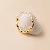 925 Silver Irregular Pearl Adjustable Ring Women Fine Jewelry