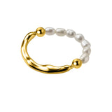 925 Silver Irregular Pearl Adjustable Ring Women Fine Jewelry