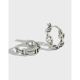 Retro 925 Sterling Silver Vintage Chain Hoop Huggie Earrings