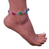 Rhinestone Round Rainbow Leg Bracelet Foot Jewelry Crystal Leg Chain Anklets
