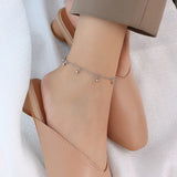 Stainless Steel Plated Anklet for Women with Round Beads