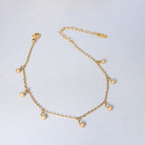 Stainless Steel Plated Anklet for Women with Round Beads