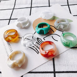 Retro Resin Ring Geometric Material Jewelry Accessories