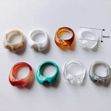 Retro Resin Ring Geometric Material Jewelry Accessories