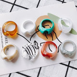 Retro Resin Ring Geometric Material Jewelry Accessories