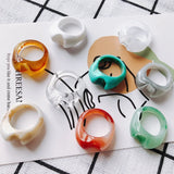 Retro Resin Ring Geometric Material Jewelry Accessories