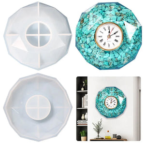Polygonal Faceted Clock Silicone Mold Office Decor Large Size Gift