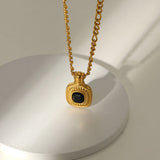 Stainless Steel Necklace with Emeralds Pendant and CZ, 1 PC