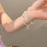 Y2K Moon Zircon Beaded Bracelet for Women