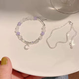 Y2K Moon Zircon Beaded Bracelet for Women