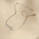 18K Plated Stainless Bow Snake Bone Chain Choker Necklace for Women
