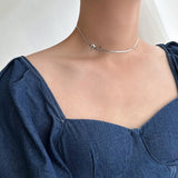 18K Plated Stainless Bow Snake Bone Chain Choker Necklace for Women