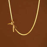 18K Plated Stainless Bow Snake Bone Chain Choker Necklace for Women
