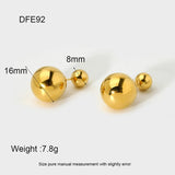 INS Stainless Steel Pearl Bead Dangle Earring Front Back C Shape Hoops