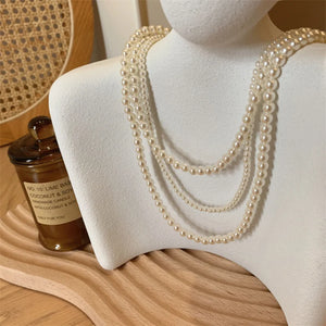 Vintage Multilayer Pearl Necklace Chokers Style Pearl Collarbone Chain