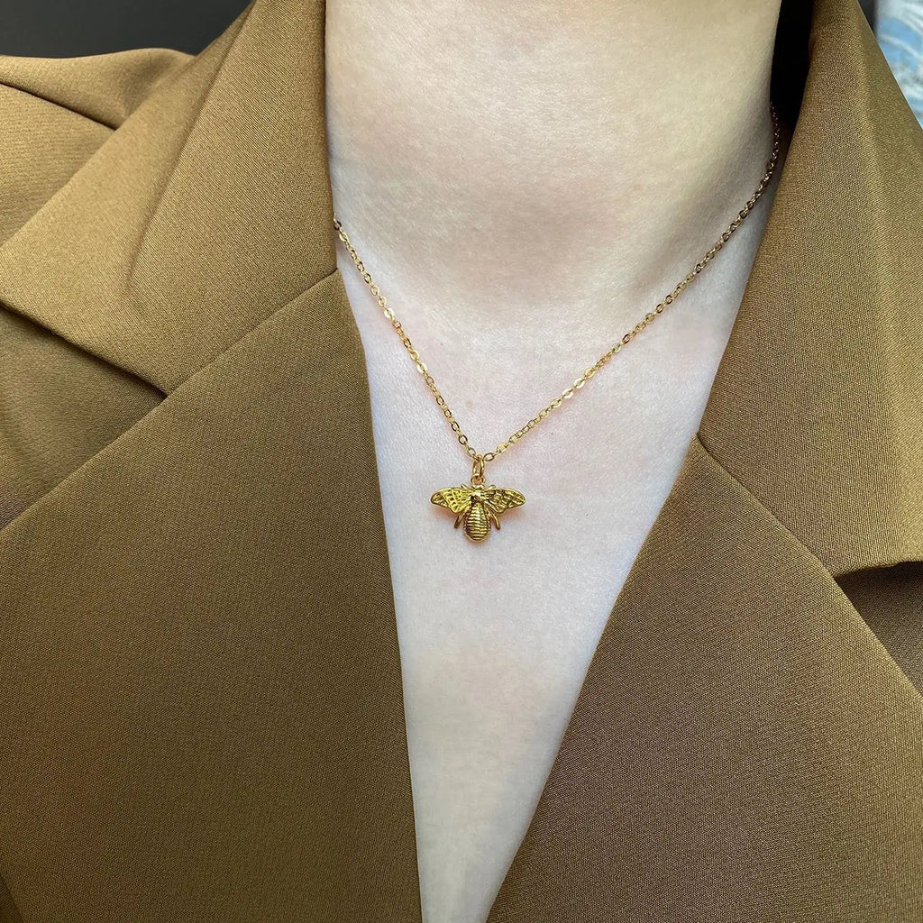 925 Silver Insect Bee Necklace Women 18k Choker Chain